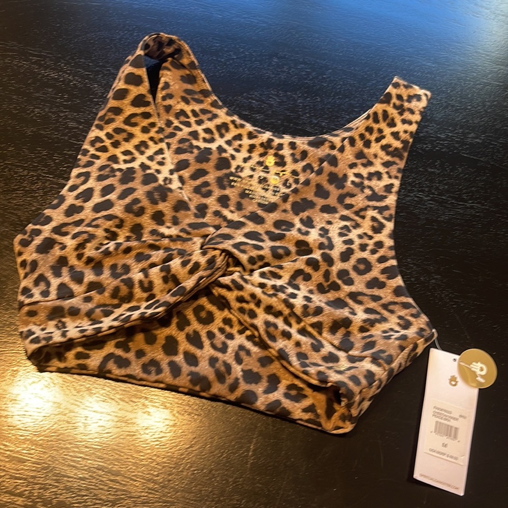 New! Spiritual gangster cheetah inner peace bra medium